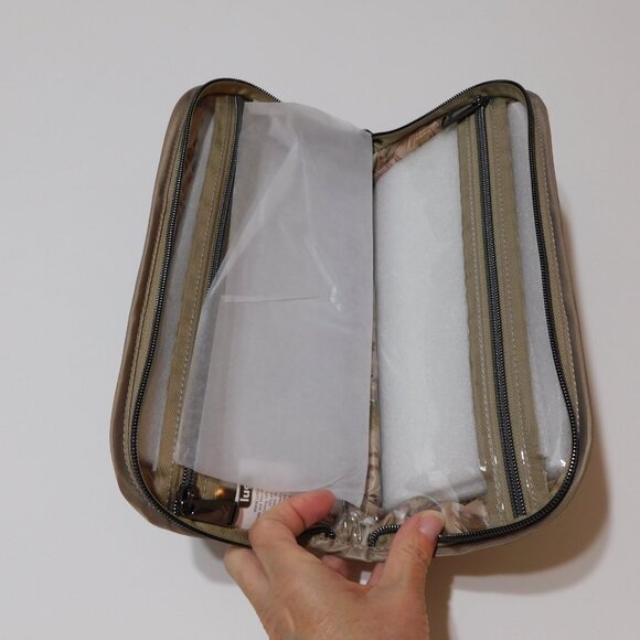 Lug Flash Sand Taupe Multi Compartment Cosmetic Make Up Travel Zip Organizer Bag - Picture 4 of 12